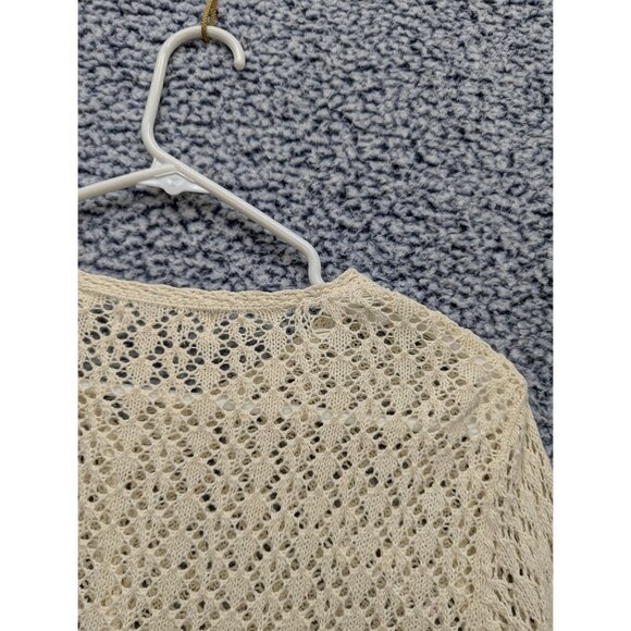 VTG Old Navy Crochet Cardigan Size L Boho Fisherman 90s Y2K Fairy Preppy Cream - Picture 7 of 12
